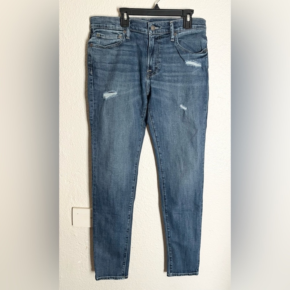 Abercrombie & Fitch Super Skinny Blue Jeans Denim Mens 31x32 Distressed